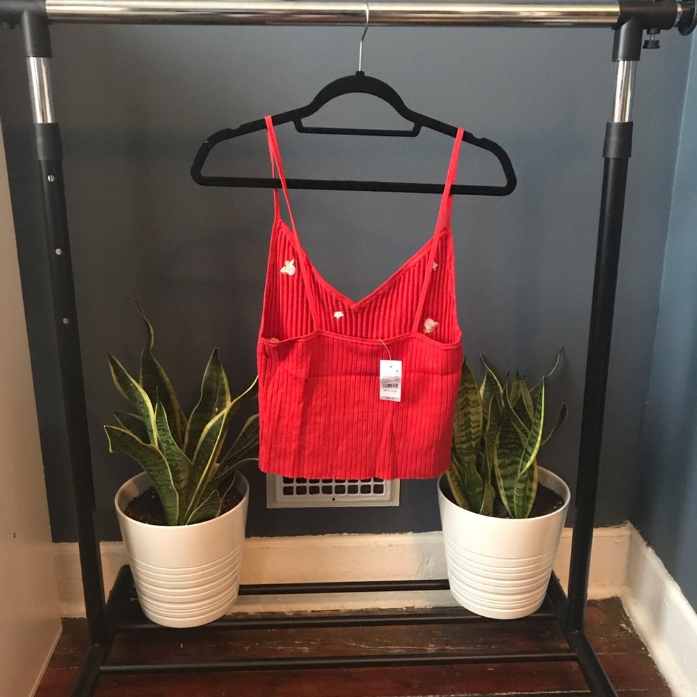 Kendall & Kylie Crop Top with Pink Roses